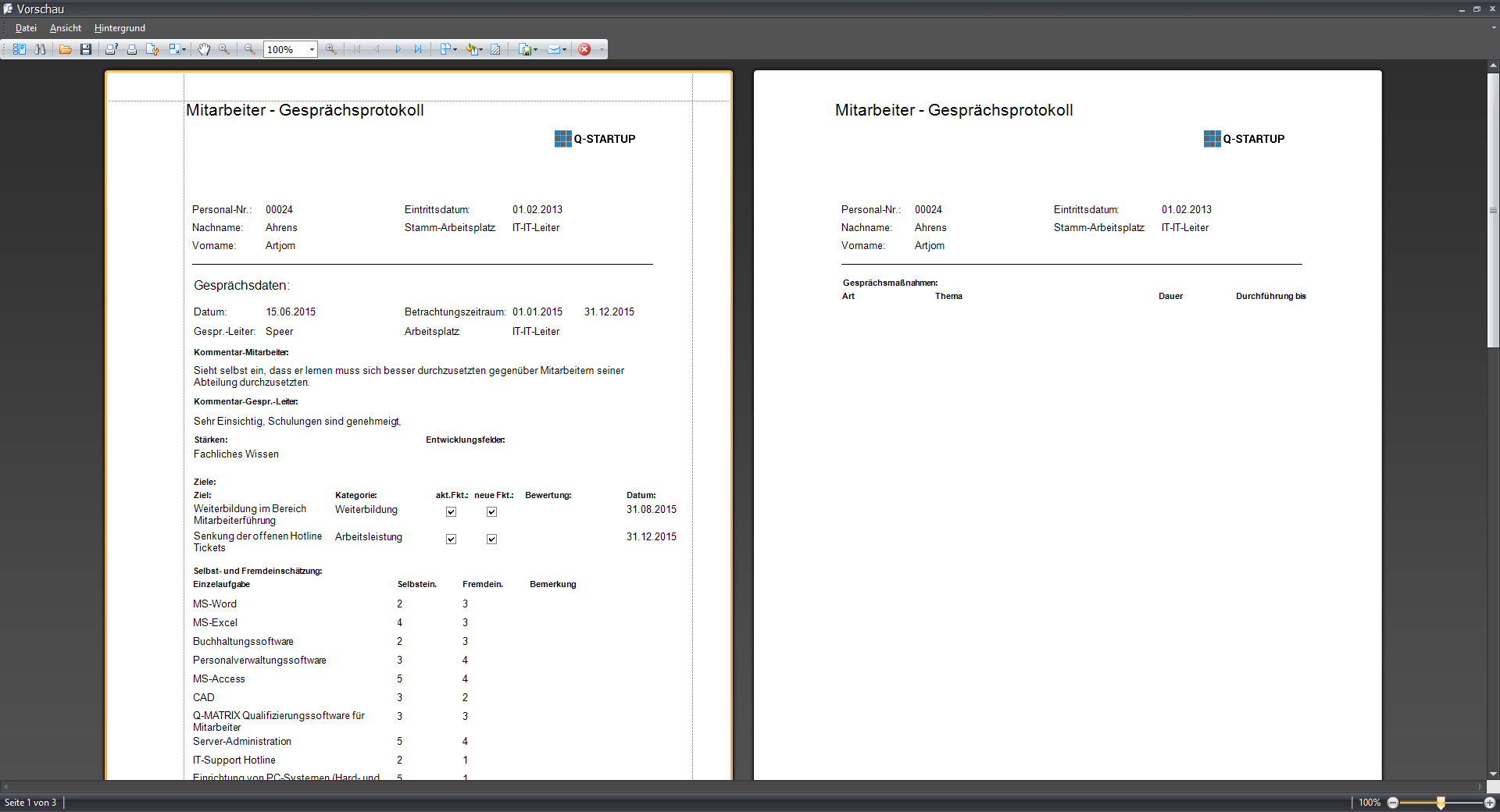 Mitarbeiter-Gesprächsprotokolle