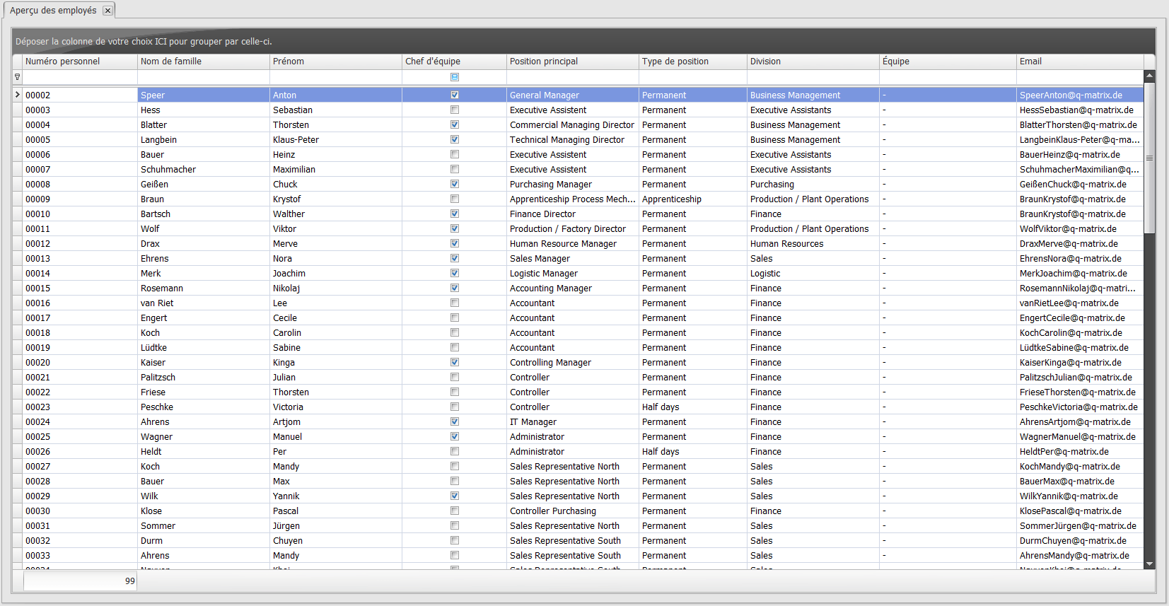 Gestion du personnel